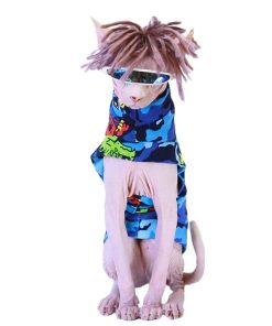 T Shirt for Cats-Blue Dinosaur “one arm” Shirt