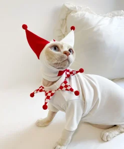 Clown Costume for Sphynx with Cap