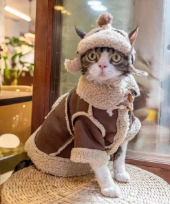 Lamb Velvet Coats with Horn Button for Cats